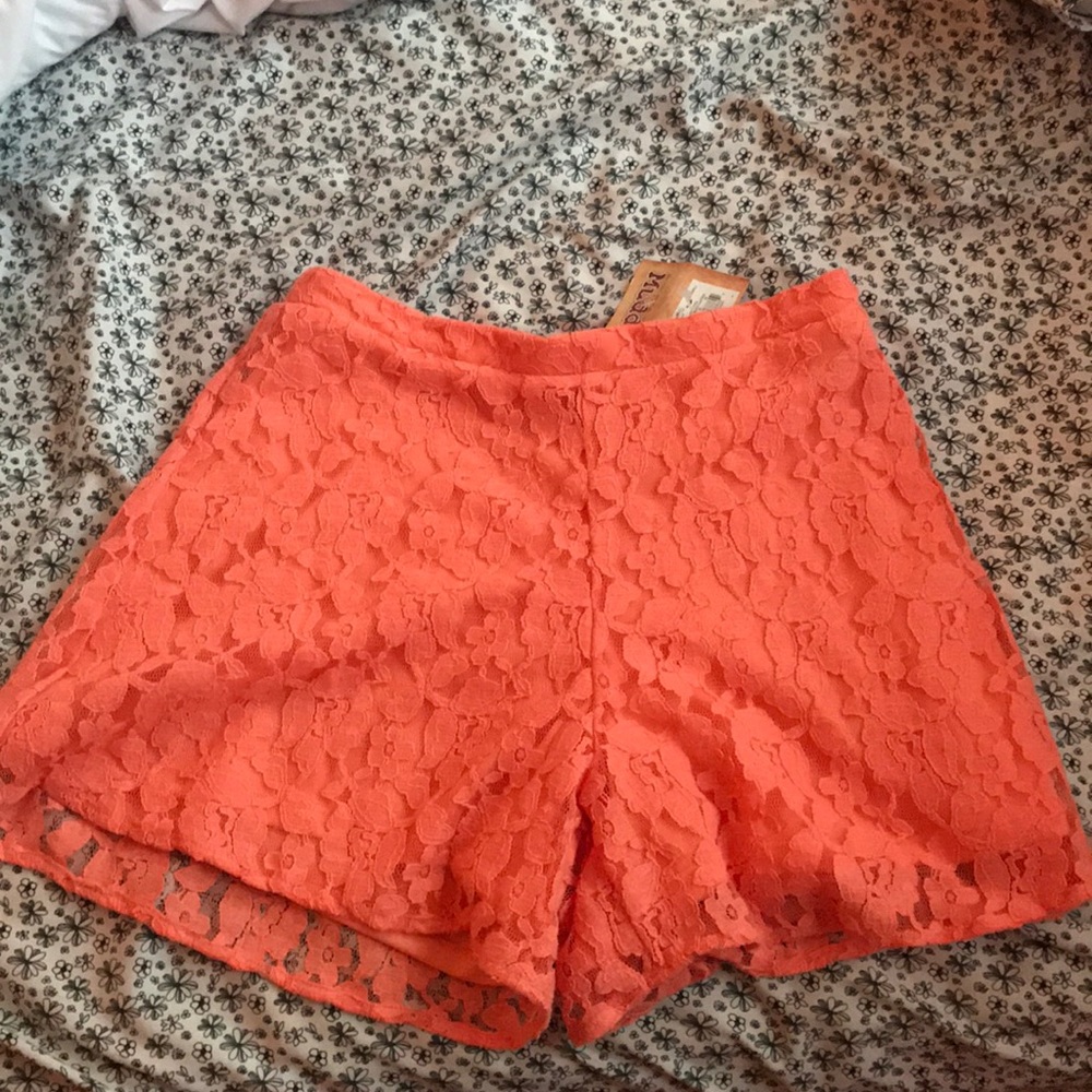 Coral/ lace Shorts